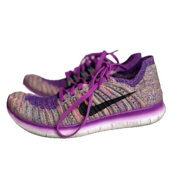 Nike Free RN Flyknit Women's Size 8 Running Shoes Hyper Purple Lace Up Athletic - Picture 1 of 11